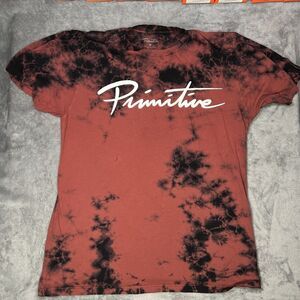 Primitive Apparel Adult Shirt Medium Red Black Tie Dye Short Sleeve Tee Mens